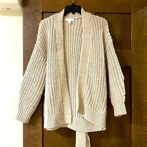 H&M Wool Blend Cream Chunky Belted Cottage Core Cardigan Medium